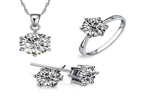 

bridesmaid jewelry set for wedding gold like 925 sterling silver chains necklace pendant earring for women gemstone rings party je8898604