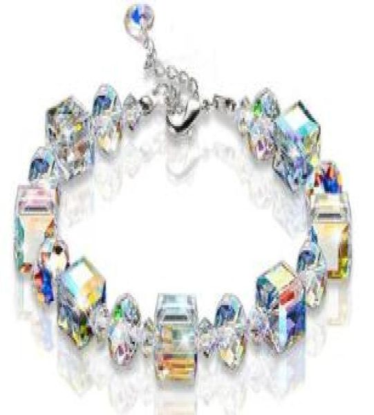 

crystal bling block geometry bracelets ab colorful bracelets wedding party birthday gifts bracelet two colors 5012355242, Golden;silver