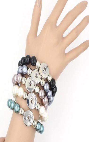 

whole 5 colors 12mm pearl bracelet bangle 18mm liobonar snap buttons charms bangle for women9250876, Black