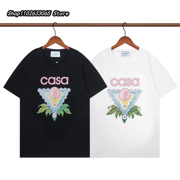 

men's t-shirts casablanca floral racket alphabet print printed street trend t-shirt summer casual fashion comfortable t-shirt 230707, White;black