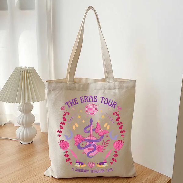 

The tote bag Eras Tour Pattern Print Canvas shipping bag , fashion Taylor Merch totes ,Taylor travel Bag, designer tote bag, Customize