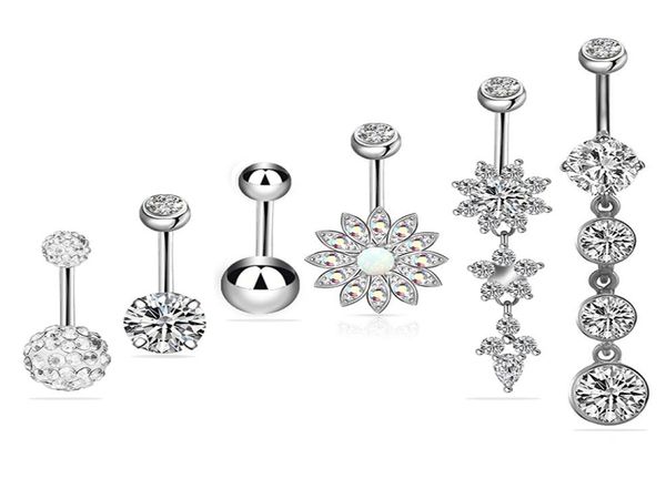 

new 6colors piercing body jewelry belly button navel rings dangle body piercing jewelry accessories charming rings bar6608991, Silver