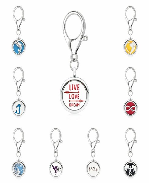 

live love dream aroma key chain locket essential oil locket perfume diffuser with heart shape lobster clasp key ring 5pcs pads9469836, Slivery;golden