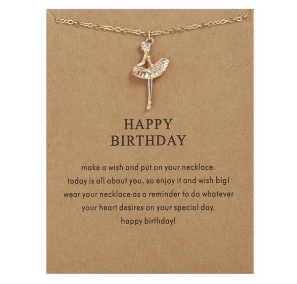 

happy birthday ballerina pendant necklace dance girl clavicle chain necklace for women girl jewelry accessories gifts5050169, Silver