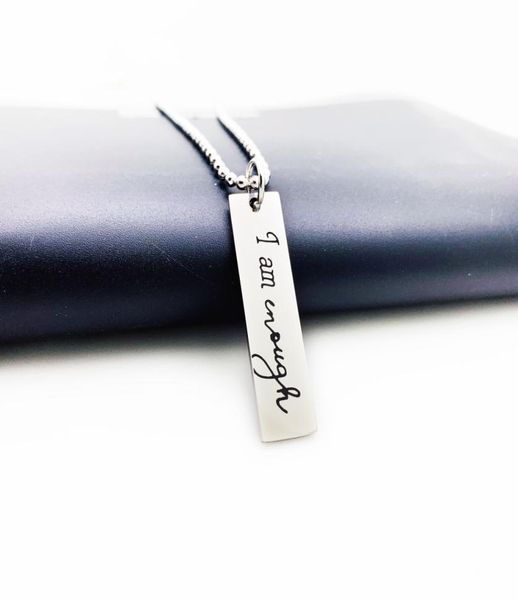 

chain i am enough key ring keychain personality creative special stainless steel gift new product trend fashion9249483, Slivery;golden