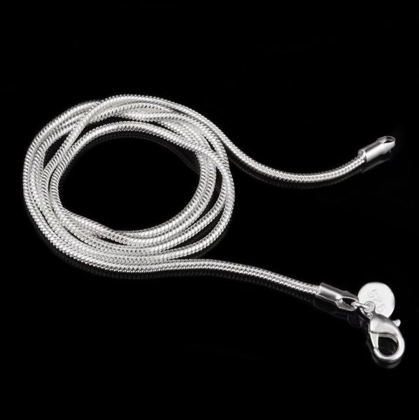 

1mm 925 sterling silver plated snake chains necklace jewelry8351070