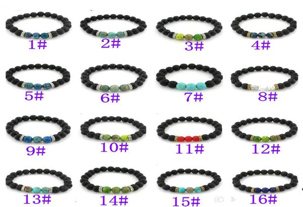 

16 styles 7 chakra lava stone mala essential oil diffuser protection energy healing stretch bracelet men women gift9340985, Black