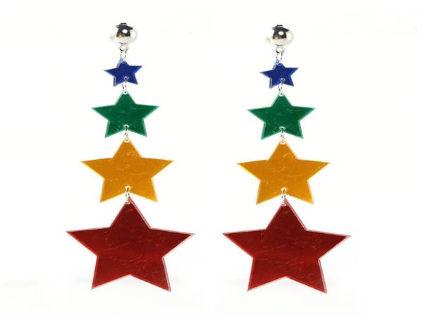 

fashion women long big star acrylic earrings drop dangle hook resin jewelry long tassel bohemian earrings4229117, Silver