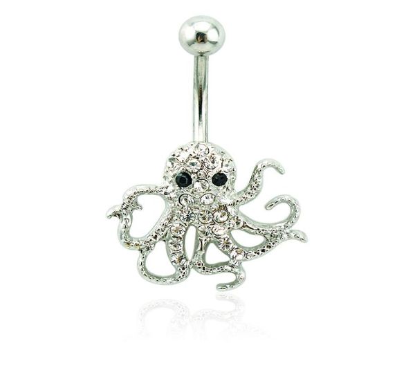 

brand new belly button rings surgical steel barbell white rhinestone ocs navel rings body piercing jewelry5514243, Silver