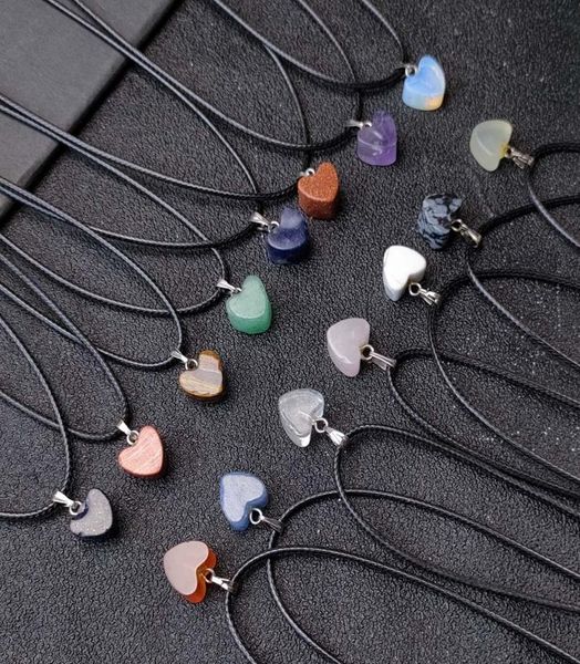 

irregular heart chakra pendant healing crystal stone quartz necklaces jewelry fashion women men energy pendants rope chain wholesa4304655, Silver