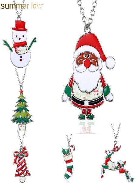 

christmas necklace enamel jewelry print snowman deer socks christmas tree pendant cute necklace new year gift for kids4467472, Silver