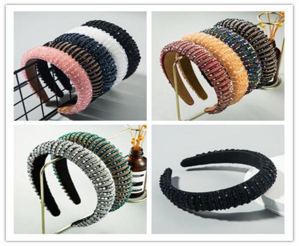 

luxury women039s full crystal rhinestone sponge embellished padded headband girl handmade beaded hairband jewelled hair accesso7084895, Silver