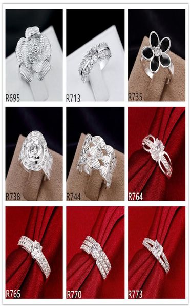 

women039s 925 sterling silver plated rings 10 pieces multi styles dmmsr49 fashion gemstone 925 silver plate ring mix order3175689