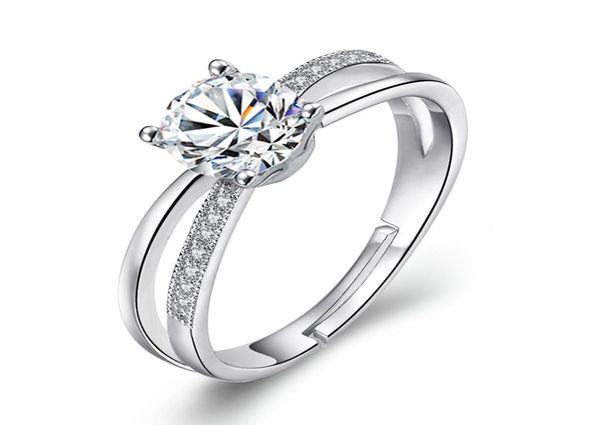 

cross cubic zirconia ring solitaire crystal open adjustable engagement wedding rings for women fashion jewelry will and sandy drop2078661, Golden;silver