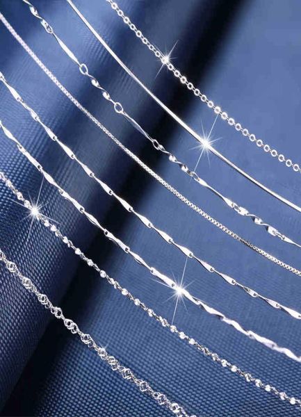 

s925 sterling silver box necklace melon seeds water wave yuan treasure o word snake bone clavicle chain for men and women necklace7608880