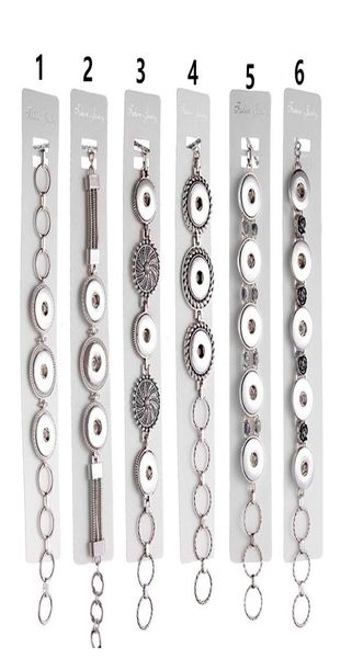 

10pcslot 18mm snap bangle three button bracelet retro silver ginger chunk cuff chain for women and men diy jewelry watches6225305, Black
