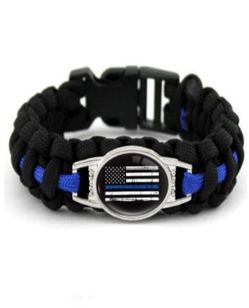 

black blue thin blue line american flag back the blue police paracord survival bracelets outdoor self survival camping bracelet fo2986915, Golden;silver