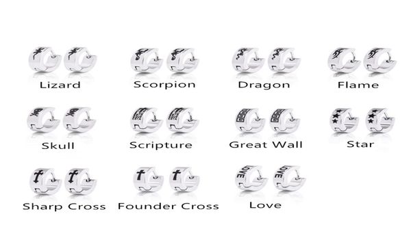 

punk cool design titanium steel ear piercing earring silver color round hoop earring for women and men4207865, Golden;silver