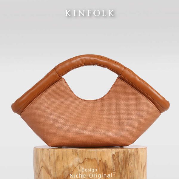 

bag 2023 new high-grade cotton filled handbag french niche design fan-shaped vegetable basket single shoulder messenger bag 230708