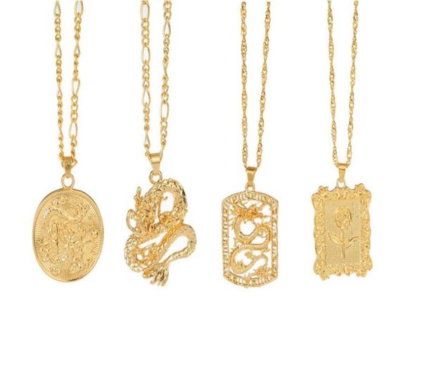 

fashion chinese dragon pendant necklaces for women gold color rose flower choker necklace mascot ornaments jewelry gift bijoux acc8806629, Silver