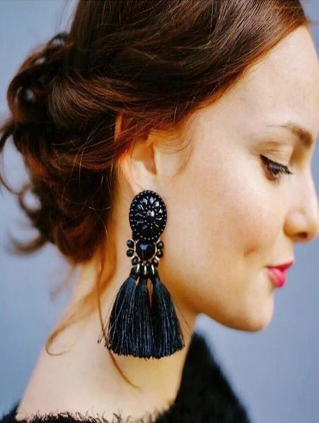 

bohemian long tassel drop earrings luxury resin beads tassel earrings for women vintage ethnic statement tassel dangle earrings3220752, Silver