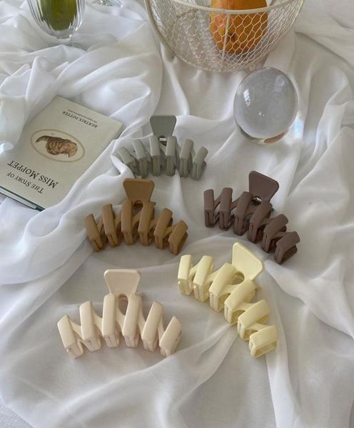 

simplicity dull polish claw clips women big solid color wavy plastic hair clamps back of the head hairs holder3779163, Slivery;golden