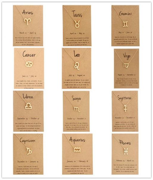 

12 zodiac necklaces with gift card constellation sign pendant gold chains necklacejewelry9181948, Silver