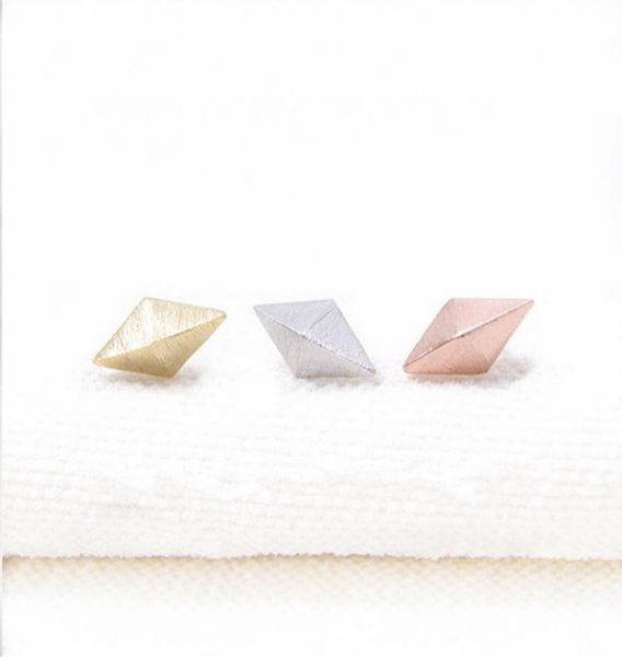 

10pcs fashion threedimensional rhombus stud earrings whole07096693, Golden;silver