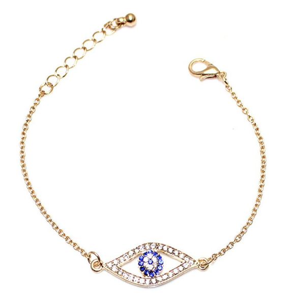 

2021 fashion evil blue eye lucky charm chain bracelet for women girls turkish silver gold plating party wedding jewelry gift1623861, Black