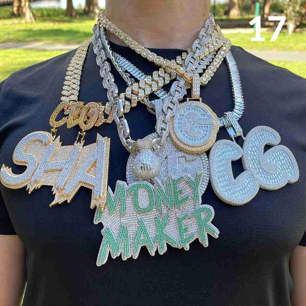 

factory custom vvs moissanite diamond pendant necklace iced out cz hip hop letter name pendant chain men 18k gold jewelry, Silver