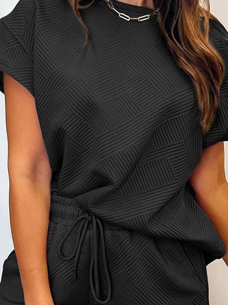 

pants summer shorts set women drawstring gray casual oneck tshirt short sleeve two piece set woman outfit tee female sportswear new, White