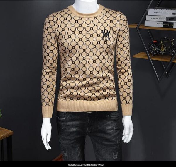 

mens designer sweater men's sweater new sweater men's light luxury knitwear round neck long sleeve, White;black