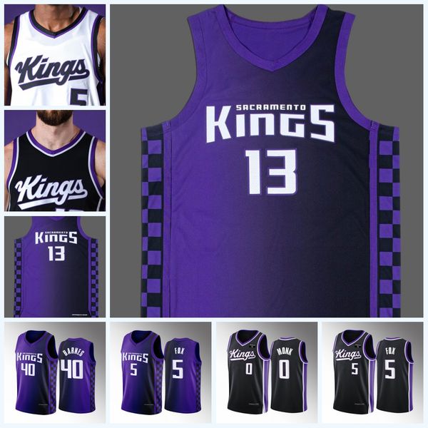 

malik monk de'aaron fox "king" basketball jersey 2023-24 sacramentos stitched jersey domantas sabonis harrison barnes kevin h, Black;red