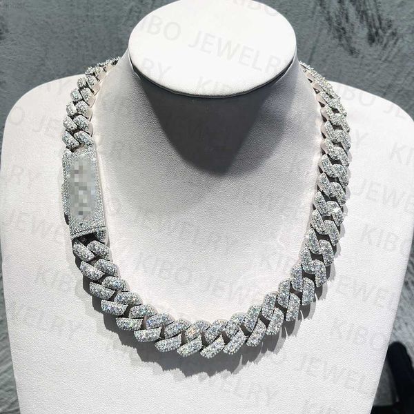

fine jewelry hip hop iced out past diamond tester 18mm silver vvs moissanite cuban link chain