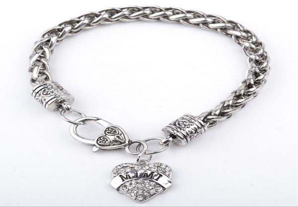 

women charm bracelets stainless steel bangle teacher believe faith mimi niece friend love heart crystal bracelets femme jewel5905039, Black