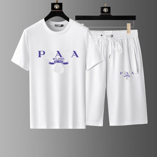 

sportswear fashion designer men's sportswear summer shirt printed two-piece men's brand t-shirt cotton short sleeve t-shirt shorts, Gray