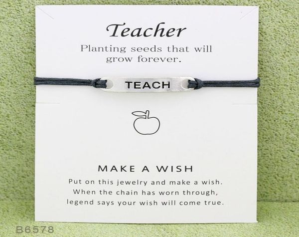

new infinity wish bracelets with gift card teach charm wax rope wristband for for teachers039day jewelry gift9711841, Golden;silver