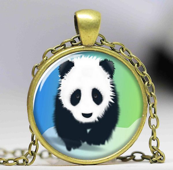 

panda art pendant panda necklace art picture panda jewelry wildlife jewelry colar accessories gift for kids child8691380, Silver