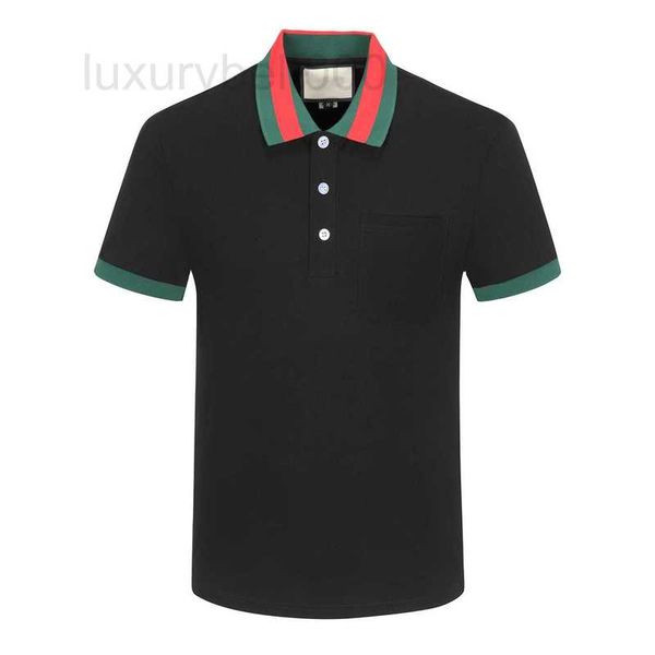 

men's polos designer 2023 summer men polo shirts women luxury color collar front pocket red green stripes print tshirts embroidery lett, White;black