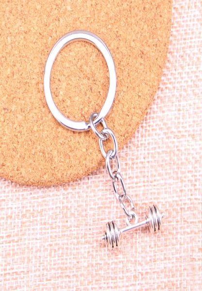 

new keychain 2577mm fitness equipment barbell pendants diy men car key chain ring holder keyring souvenir jewelry gift6746117, Slivery;golden
