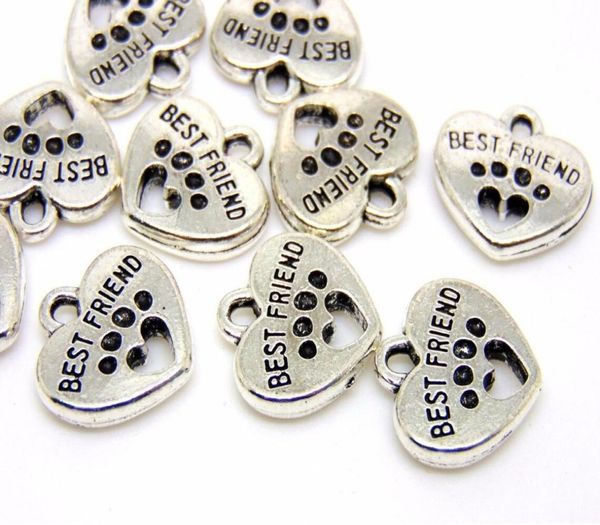 

antique silver friend dog paw print heart charms pendants alloy beads for bracelet necklace jewelry making brand crafts acces1976100, Bronze;silver