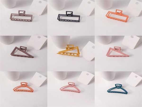 

metal solid color hair clamps big nonslip hairs claw clips triangle rectangle semicircle hairpin versatile simplicity6446872, Slivery;golden