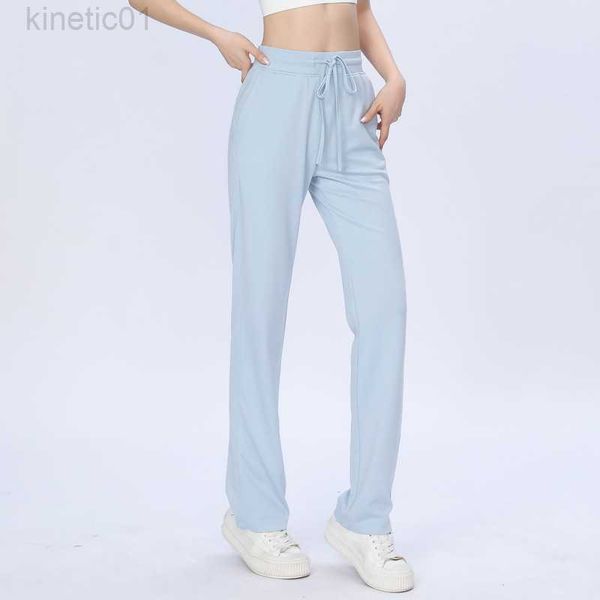 

desginer alo yoga legging spring and autumn new sports fitness pants women's loose straight leg pants running quick dry casuwide leg pa, Black
