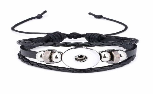 

fashion original 317 genuine leather hand weave 18mm 12mm snap button bracelet interchangeable charm jewelry for women teenagers7286626, Golden;silver