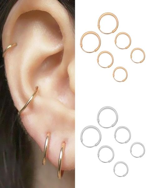 

3 pairs fashion women girl simple round circle earring punk hiphop small hoop earrings jewelry party wedding gifts bijoux set4562532, Golden;silver