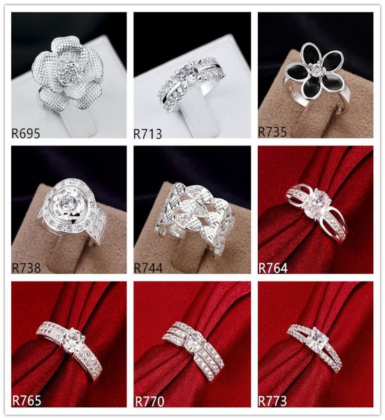 

women039s 925 sterling silver plated rings 10 pieces multi styles dmmsr49 fashion gemstone 925 silver plate ring mix order4793932
