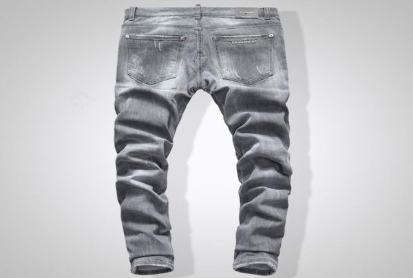 

2020 high street tide d2 mens jeans new trend washed low waist small feet holes narrow trousers d2 jeans europe and a3291026, Blue