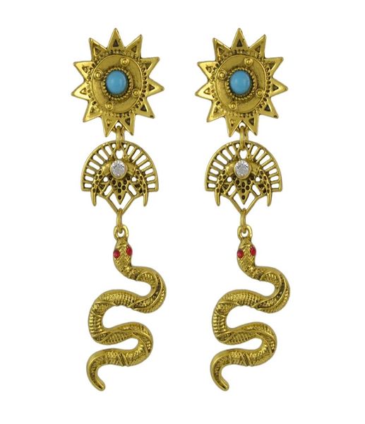 

2 colors trendy retro snake punk metal rhinestone party earrings9752138, Silver