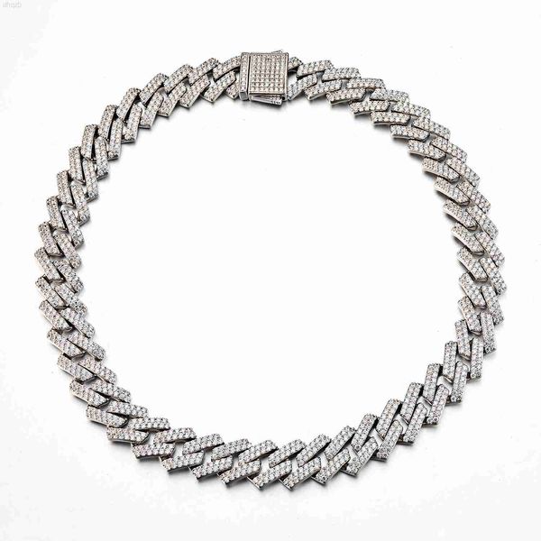 

jasen jewelry custom hip hop men iced out 18mm width 18 inches cuban chain link necklace 925 silver jewelry