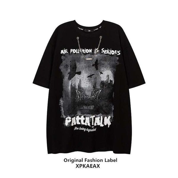 

stussys fashion t-shirt fashion brand summer new dark letter graffiti hiphop necklace short sleeve t-shirtofs8, White;black